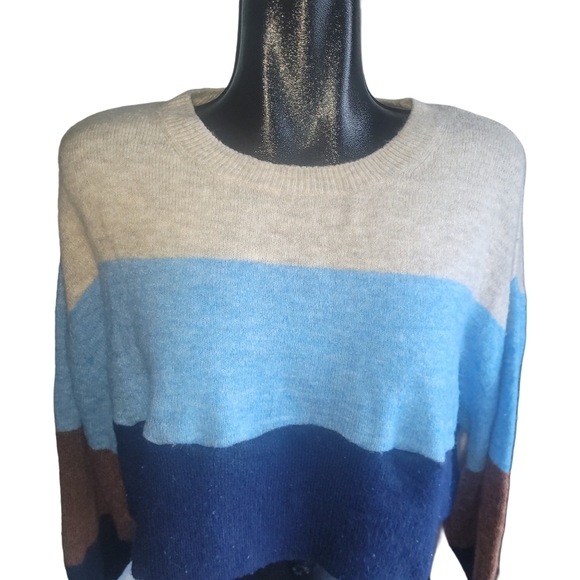 H&M Multi Color Block Cropped Sweater M - Picture 2 of 7